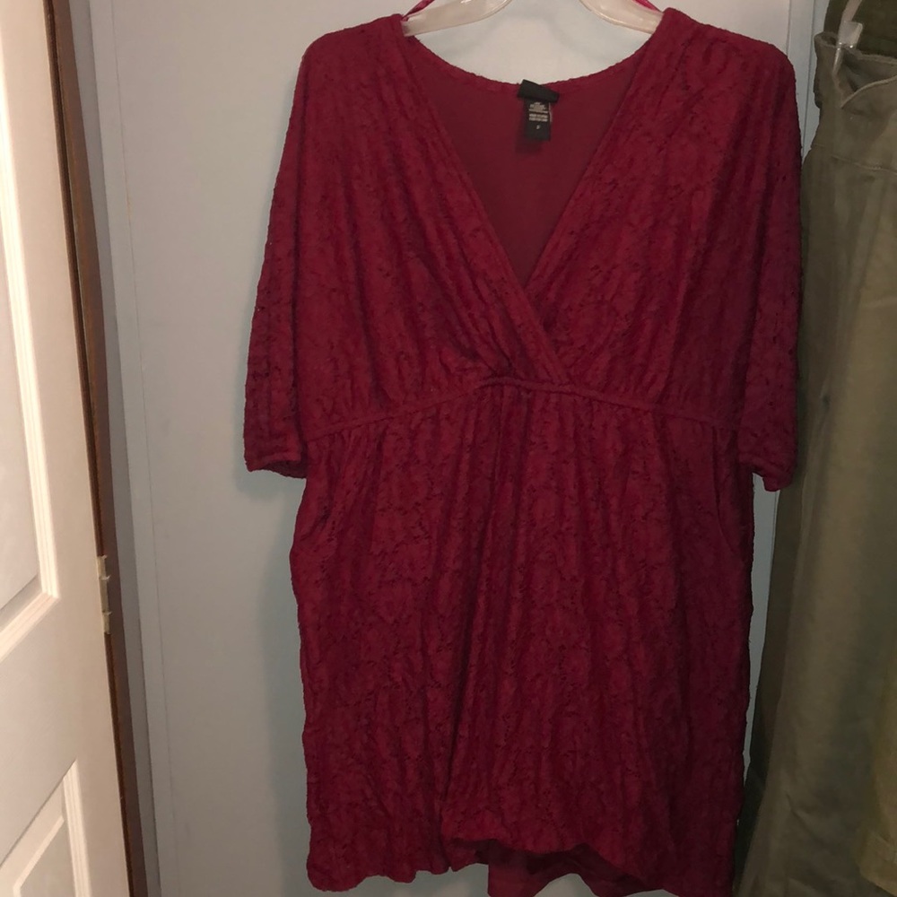Plus size cranberry red laced dress